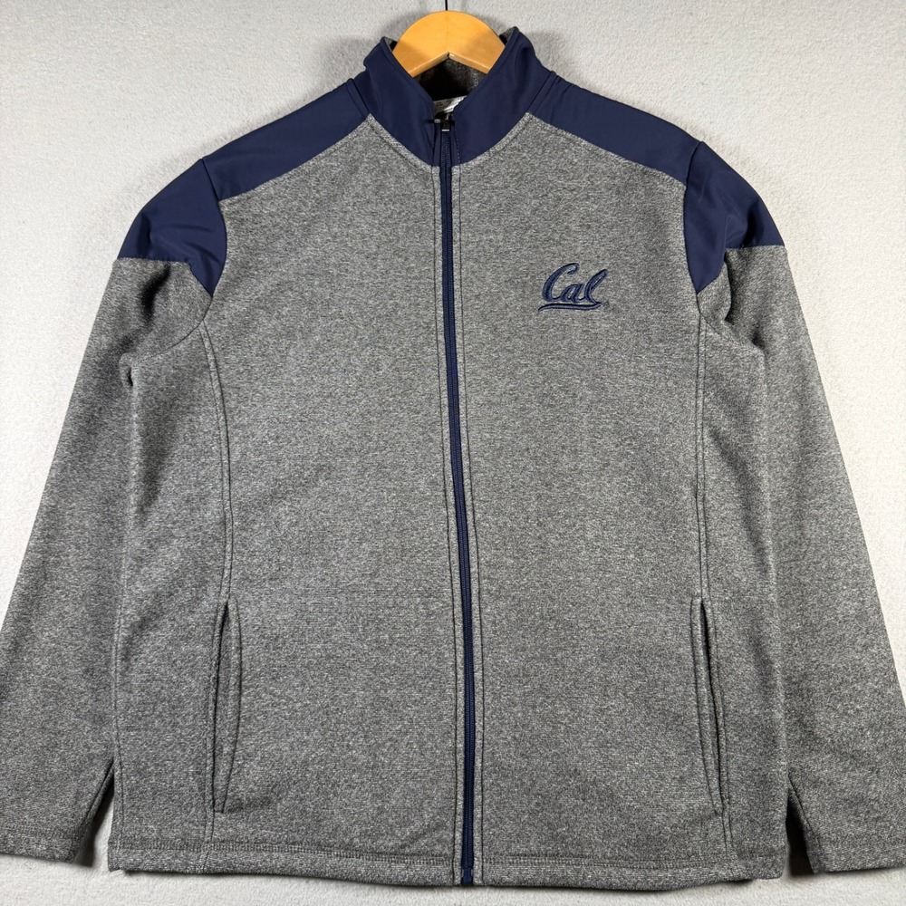Champion Cal Berkeley Golden Bears Men M Full Zip Jacket Grey Navy Fleece Lined
